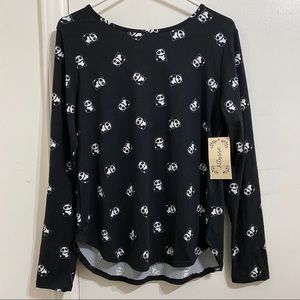 Black Panda Long Sleeve Tee Shirt